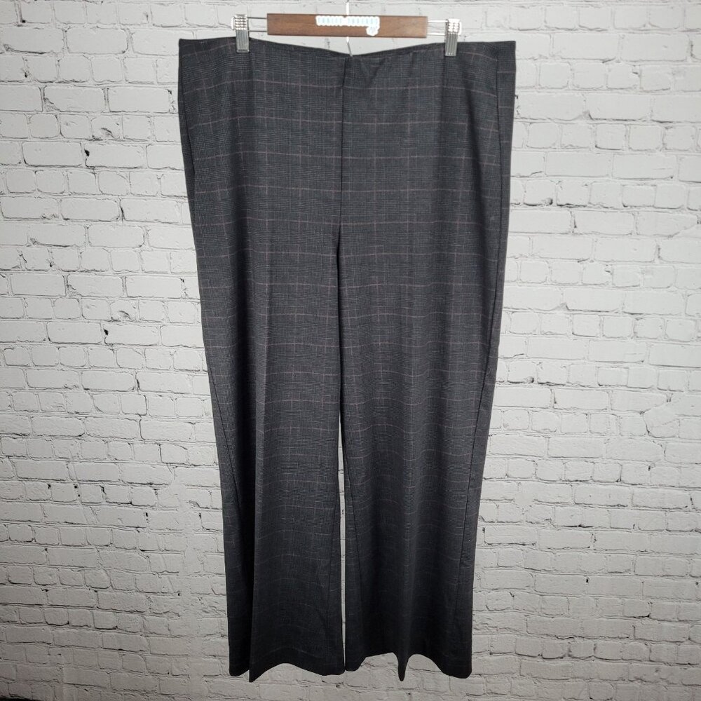NWT Jones JNY Black Glen Check Pull On Wide Leg High Rise Pants 2X (38x29.5)